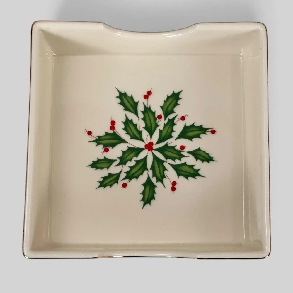 Lenox Holiday‎ Dimension Collection Napkin Holder Holly Berry Porcelain NIB